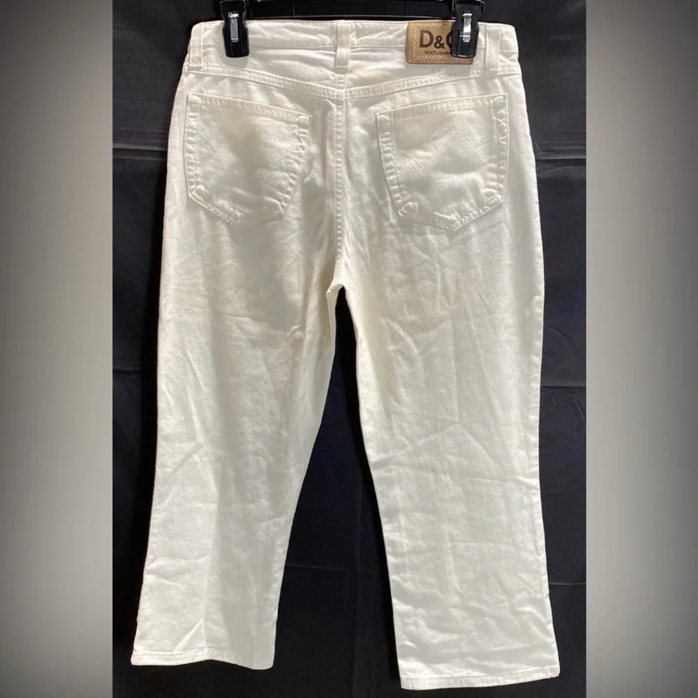🛑 1 hour sale. Dolce & Gabbana, size 31 EU (US 10/12), White Crop Jeans - Picture 4 of 10